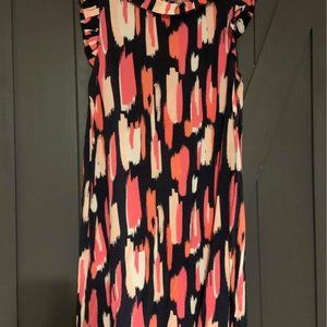 Sleeveless boutique dress.  Sz Medium.  Navy, white and pinks.